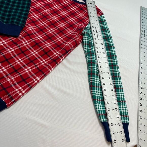 Lands End Serious Sweats Plaid Colorblock Sweatshirt Size Medium - Picture 5 of 10